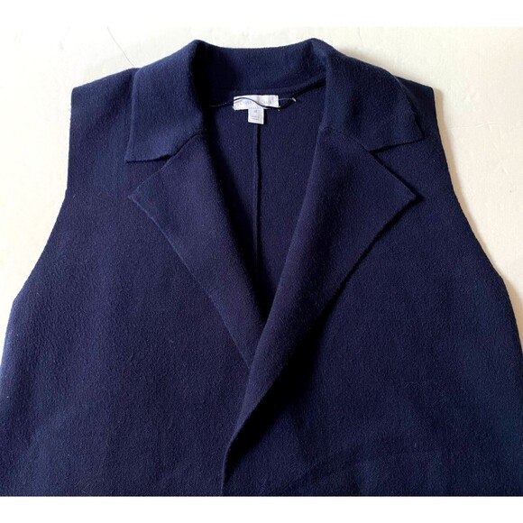 Charter Club Sleeveless Duster Womens M Navy Blue Wool-Effect Open Front NWOT - Picture 2 of 13